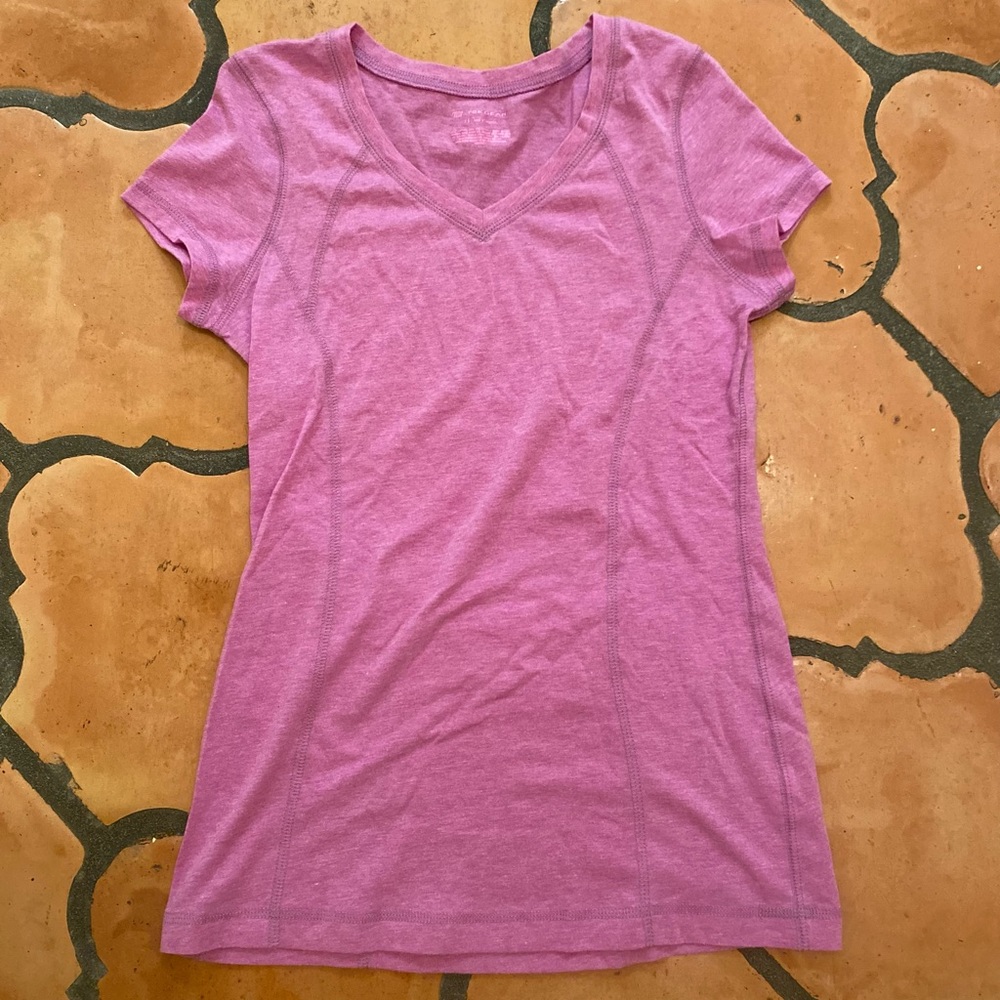 light purple v-neck workout shirt